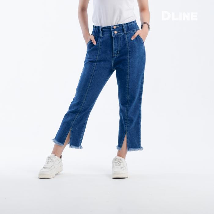 DLINE CELANA JEANS 7/9 RAWIS WANITA PINGGANG BELAKANG KARET BAGGY DENIM MIDI BOYFRIEND SUMMER JEANS
