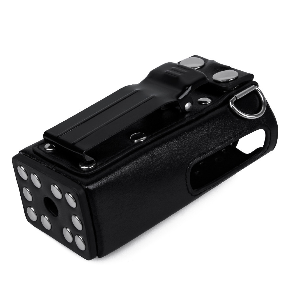Two Way Radio Leather Protective Sleeve Shoulder Bag Hard Holster Case for Motorola GP328 GP340 GP38