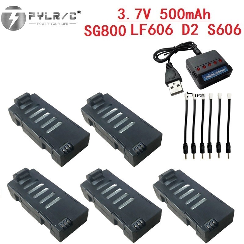 3.7V Rechargeable LF606 Battery + Charger for D2 JD16 SG800 S606 M9 M11 Drone Rc Quadcopter Spare Pa