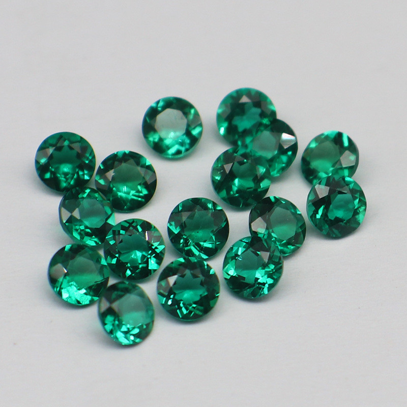 Pretty Brilliant Cut Emerald Gems Synthetic Emerald Round Cut Loose Gemstones For Jewelry