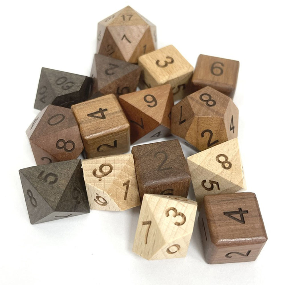 Polyhedral Dices Set Vintage Wooden Dices Role Playing Table Game Dices D4-D20 Polyhedral Games Dice