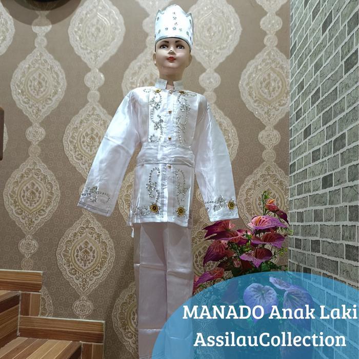 BAJU ADAT SULAWESI UTARA/MANADO ANAK SATUAN (LAKI/CEWEK) AKSESORIS