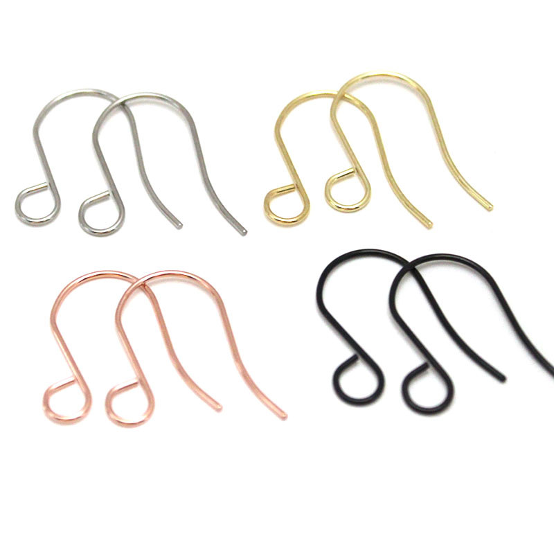 50pcs Stainless Steel Black Hypoallergenic Earring Hooks Findings Ear Wire Hooks Supplies For DIY