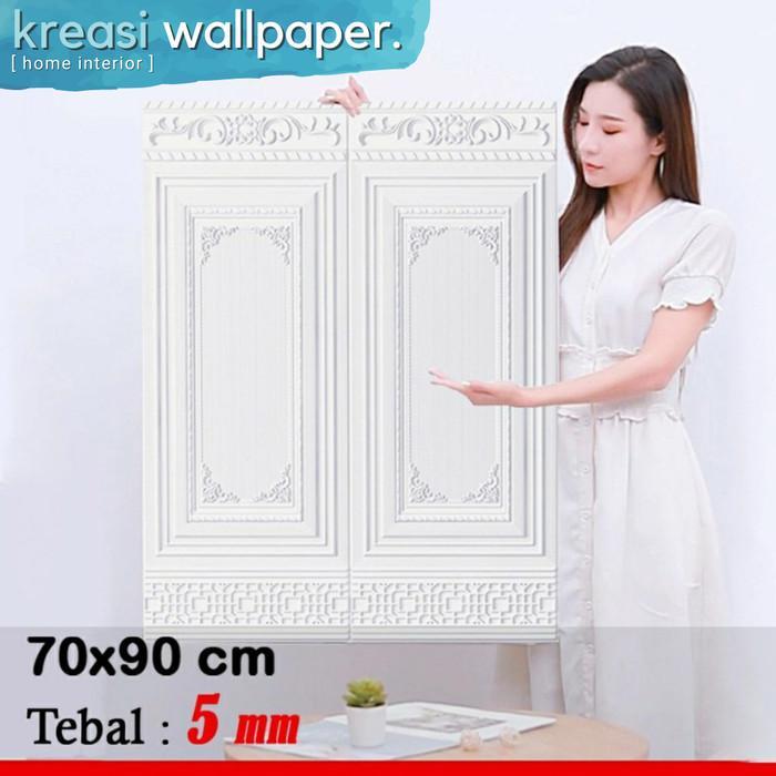 "New" Wallpaper Dinding Sticker 3D Motif Kayu Jati Jendela Foam 5MM Lantai