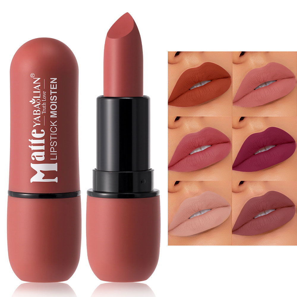 6-Color Matte Litick: Veet Lip Color, Smooth, Waterproof, Long-Lasting Color Lip Makeup