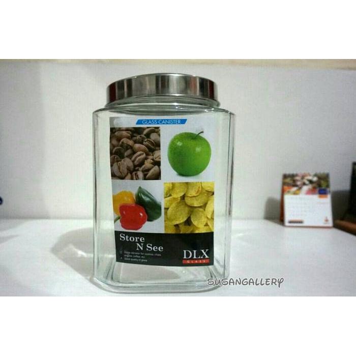 GLASS CANISTER / TOPLES BESAR DLX CAFE A KOTAK 6 LITER
