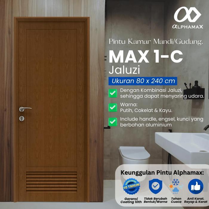 ALPHAMAX Max 1-C Jaluzi Pintu Rumah Pintu Kamar Mandi Pintu Gudang Pintu Aluminium 80 x 240 cm