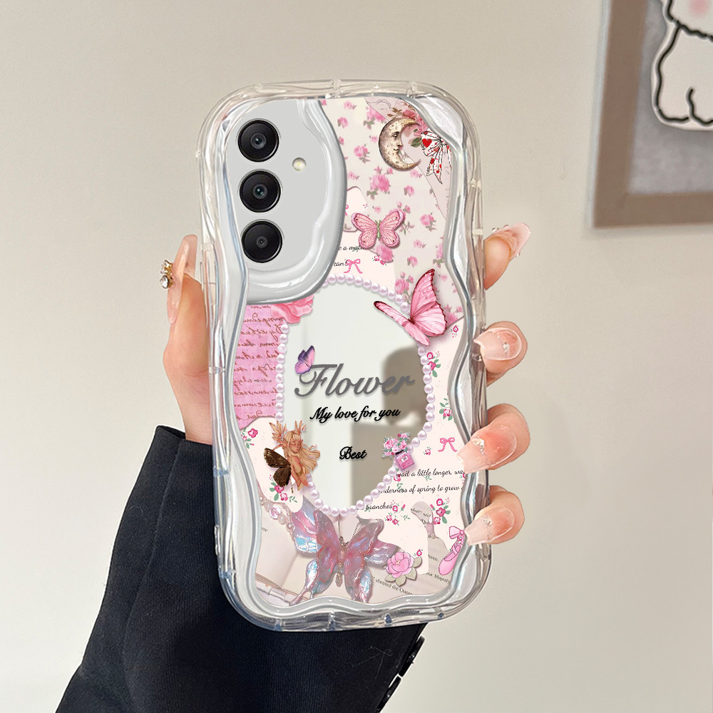 Fashion Cermin Rias Casing Hp Butterfly Bow For Compitable With Samsung Galaxy A15 4G 5G Untuk Phone
