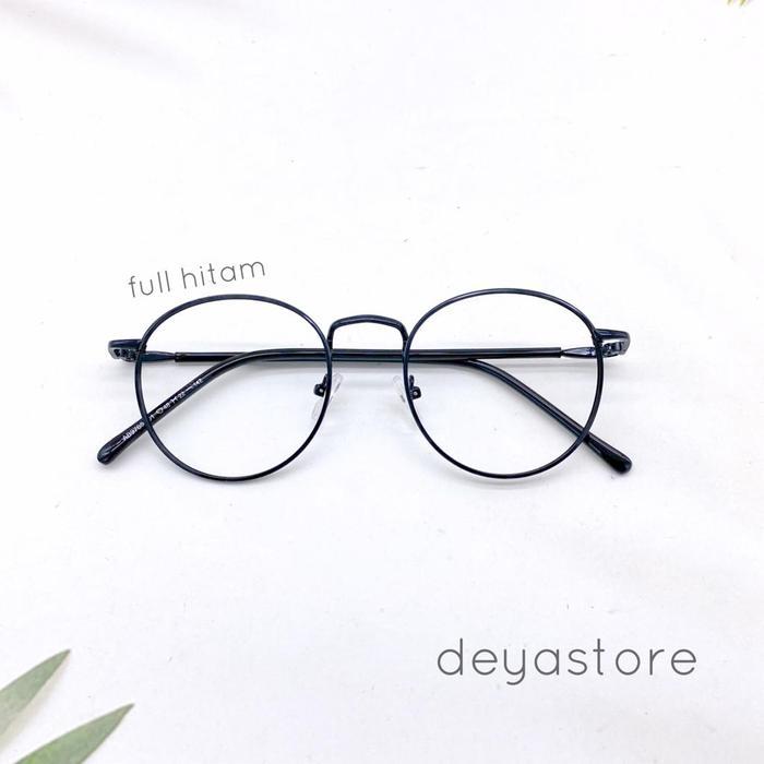 Frame Kacamata Minus Fashion 9262 Bulat Pria Wanita Hitam