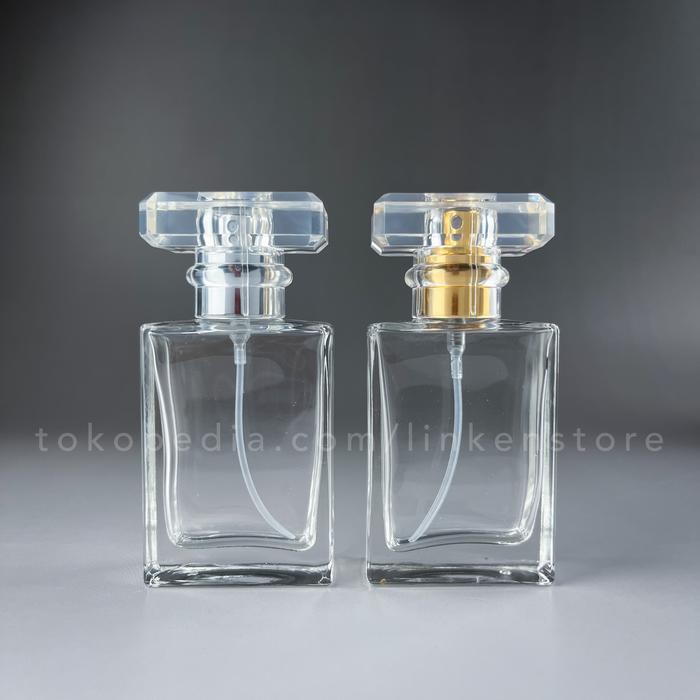 "New" Botol Parfum 30ml Spray Kaca Kotak Tebal Transparan / Clear Refill CHA