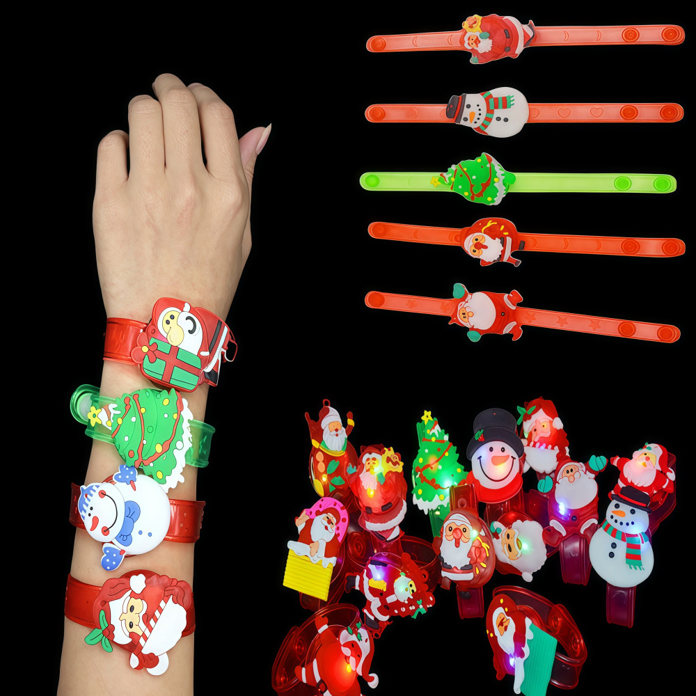 12-36Pcs Christmas Tree Elderly Pattern Glowing Watch Christmas New Year Carnival Party Gift School