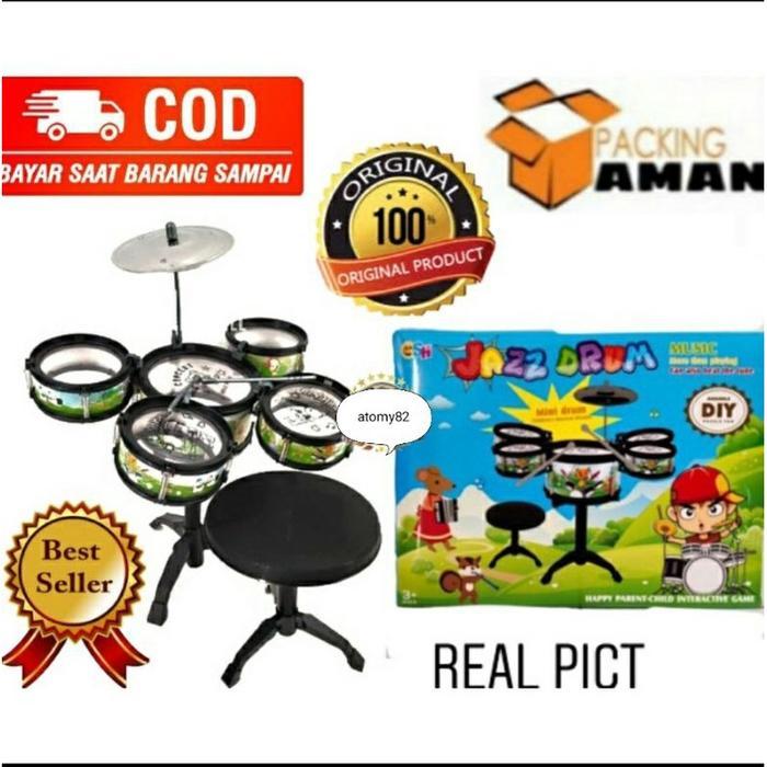 MAINAN JAZZ DRUM DRAM + kursi ANAK SET - SH 1234 mainan anak anak