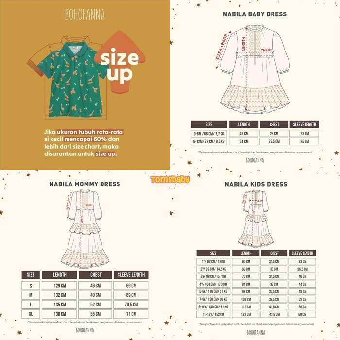 Ini Murah [Toms] Bohopanna - Sarimbit Raya Family Set Sabila -Zidan Nabila Baby Kids Dress Inaya