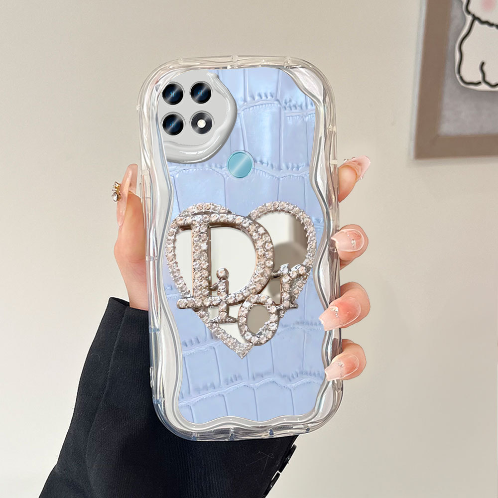 Phone Case Fashion Cermin Love Heart For OPPO A15 A15S Untuk Casing Hp Softcase Fancy Silikon Mirror