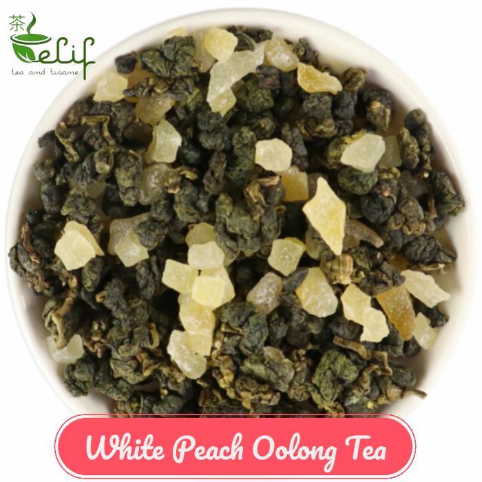 Elif Tea White Peach Oolong Tea Fresh Oolong Tea With Real Dried Peach Chunks Terlaris