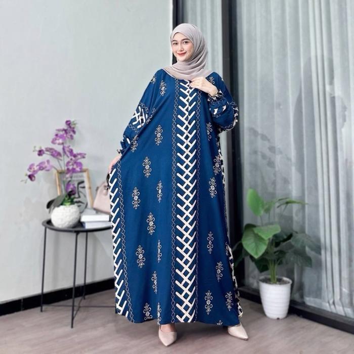 Kaftan Soleha Premium Rayon Super Jumbo Busui Dress Nyaman Panjang Tebal Muslim Gamis Hitam Motif