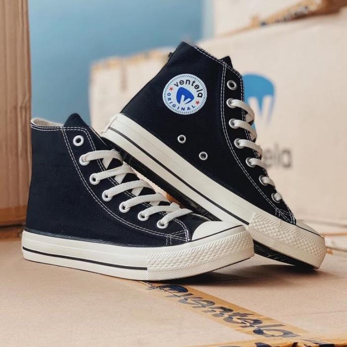 PREMIUM SEPATU VENTELA ETHNIC HIGH TINGGI PRIA BTS ETHNIC HITAM PUTIH