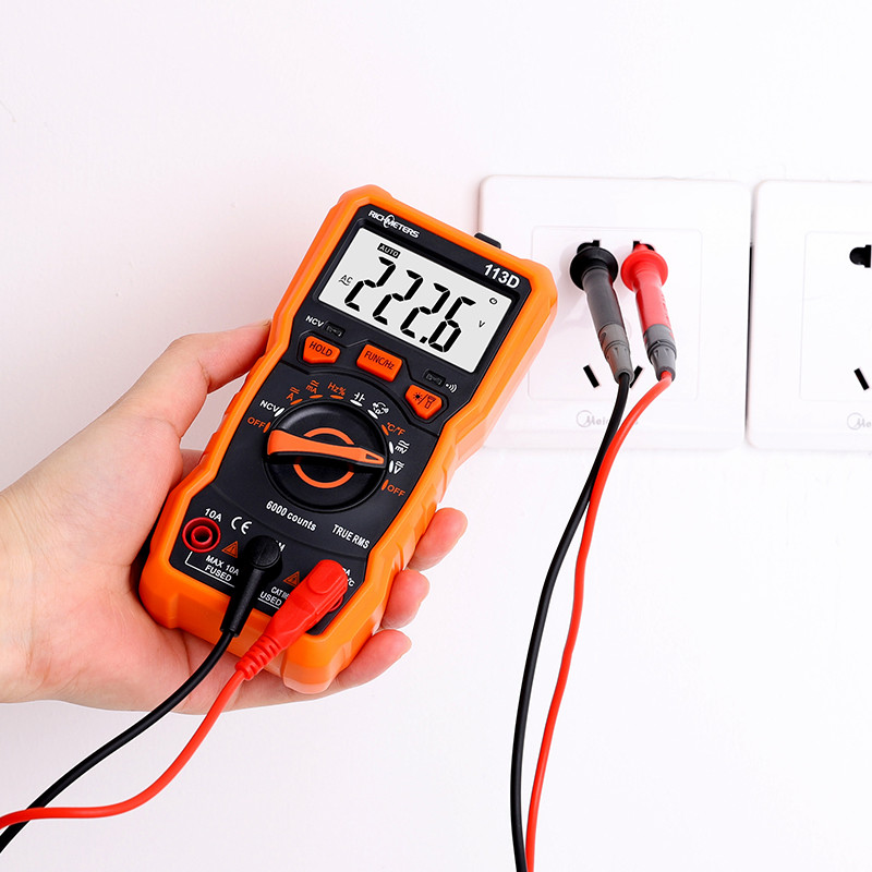 RICHMETERS RM113D NCV Digital Multimeter 6000 Counts Auto Ranging AC/DC Voltage Meter Flash Back
