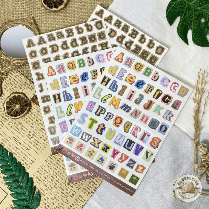 [12 Creative] Sticker Ransom Letter Aesthetic Huruf Alphabet Vintage untuk Scrapbook & Journal