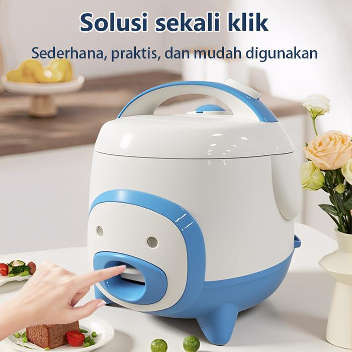 Mieia Rice Cooker Mini 1.2Liter Anti Lengket Portable Serbaguna Magic Com Kecil Low Watt Terbaru 
