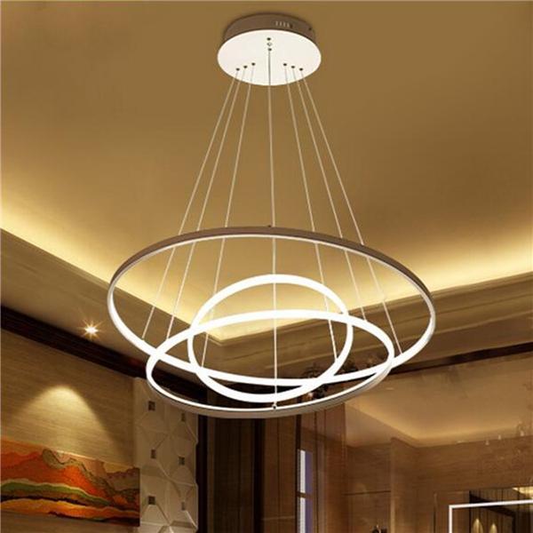 LED CEILING PENDANT DIMMING RING LIGHT HOLDER LAMP SHADE FIXTURE