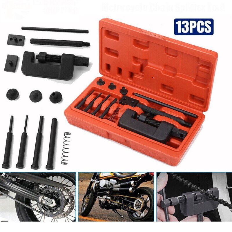 13PCS Chain Repair Tool Set Motorcycle Chain Splitter Breaker Motorbike Mountainb Riveting Tool