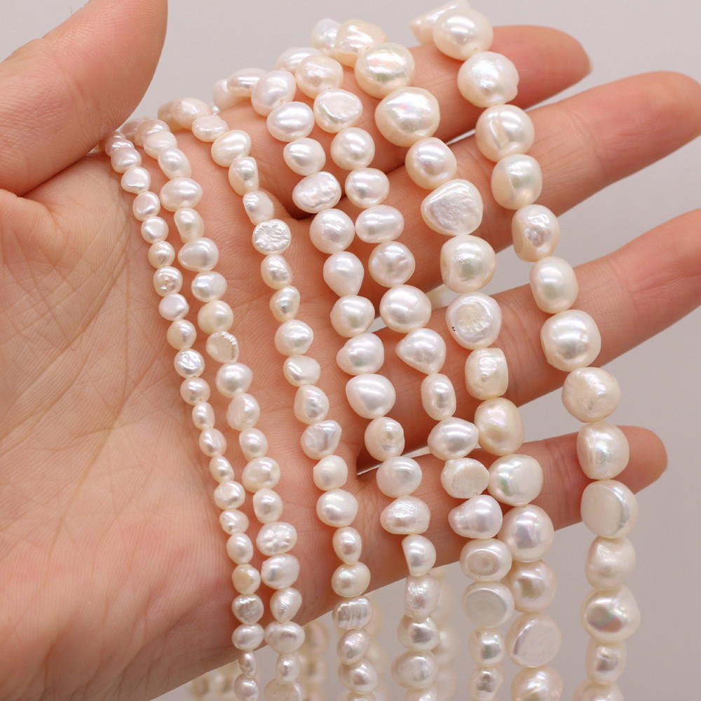 100% Natural Freshwater Pearl Baroque White Rice Beads for Jewelry Making Irregular Beads DIY