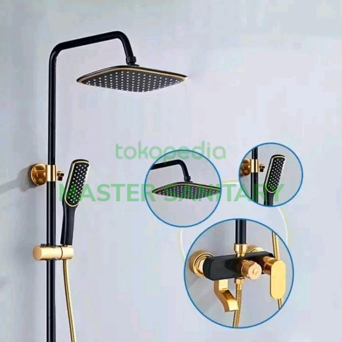 Shower Tiang Column Hitam Gold /Shower Set Tiang Black Gold