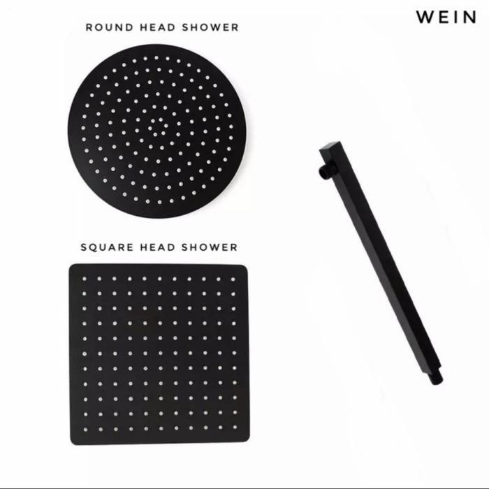 Head Shower Kotak Bulat Hitam Black Model Toto /Shower Dinding/Kran Ai