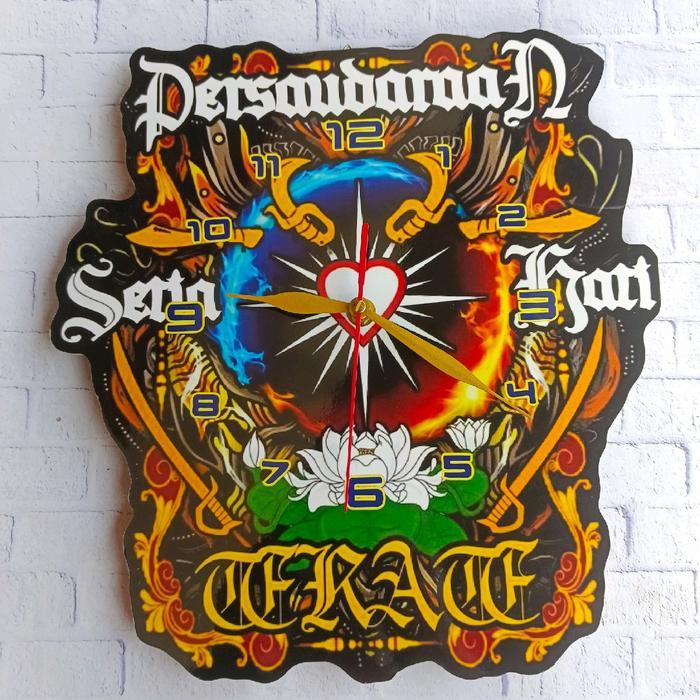 Figora jam dinding PSHT SH TERATE PUSAT MADIUN PAJANGAN UKIR KAYU WALL DECOR KAMAR RUANG TAMU UNIK