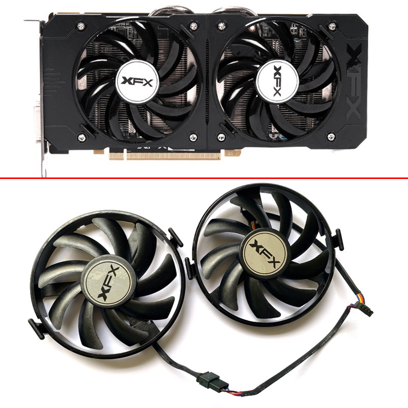 2PCS FDC10U12S9-C Cooler Fan Replace RX460 For XFX Radeon R9 380 380X R9 370 370X RX460 560 R7 350 3