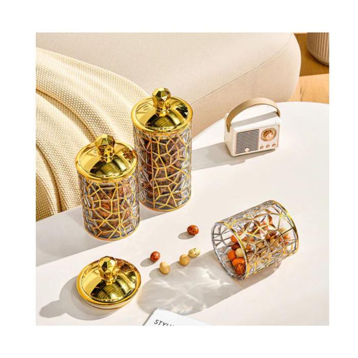 Toples 3Pcs Mewah Toples Gold Toples Aklirik Kedap Udara Gold Emas / Toples List Gold Mewah Toples