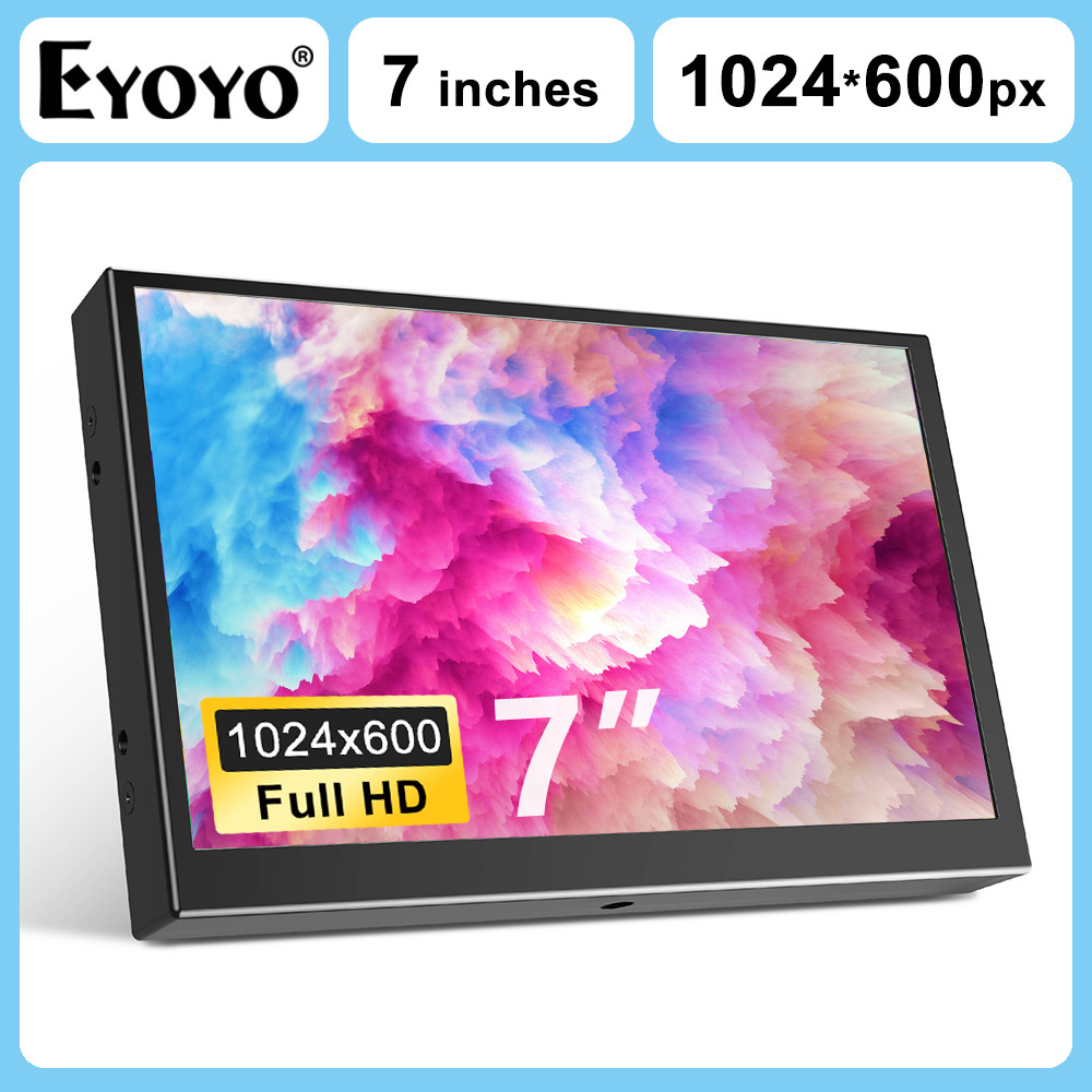 Eyoyo 1024X600Px Led Screen 7 Inch Tft Monitor External Display With Vga/Av Video Input For Hdmi