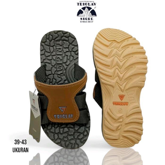 Sandal Pria TRIGLAV Sphinx Army Hitam dengan Upper Kulit Sintetis dan Tali Webbing - Shoes, Sendal