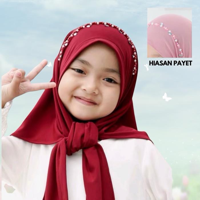 (SPESIAL RAMADHAN) SEGITIGA ANAK INSTANT PAYET HIJAB ANAK PASHMINA PAYET JILBAB KERUDUNG BALITA