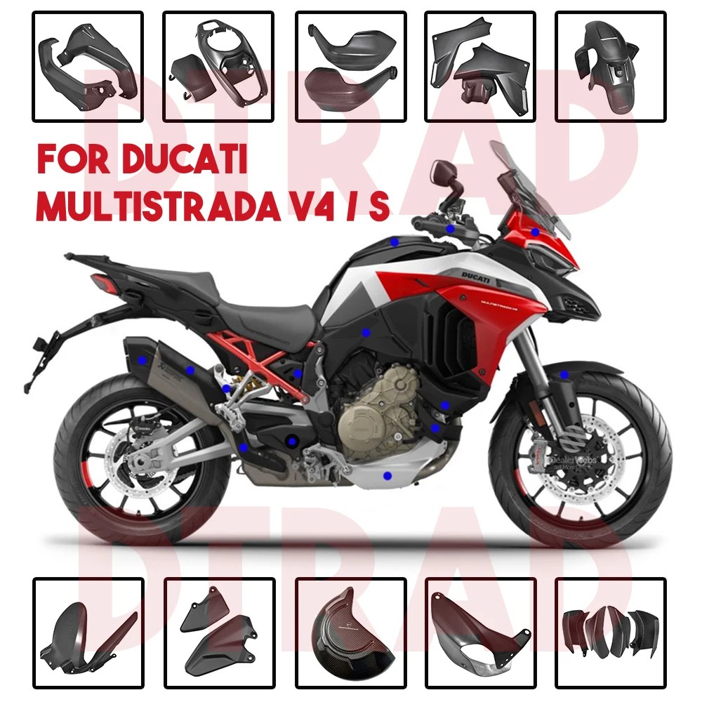 For DUCATI Multistrada V4 S Pikes Peak 2021 2022 2023 Full Carbon Fiber Body & Frame Covers Fairing 
