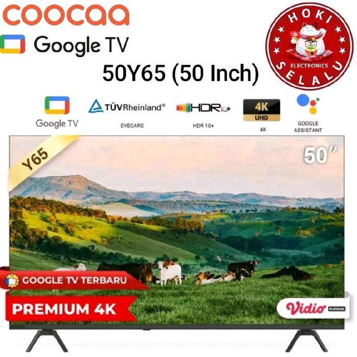 PROMO Coocaa Smart LED Google TV 50 Inch 50Y65 4K UHD Dolby Digital Voice Control Flicker Free Frame