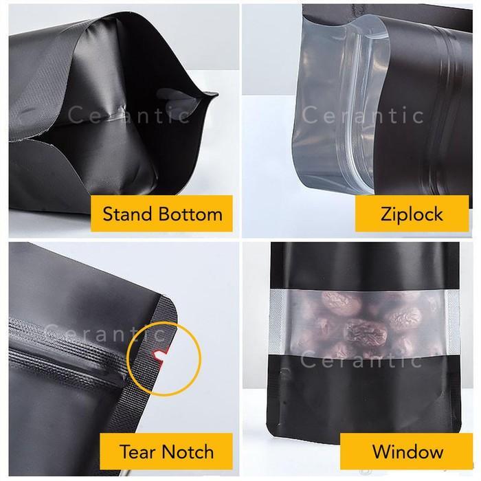 Standing Pouch Window 14 X 22 Cm Transmetz Hitam Putih 14X22 Isi 50 Aluminium Plastik