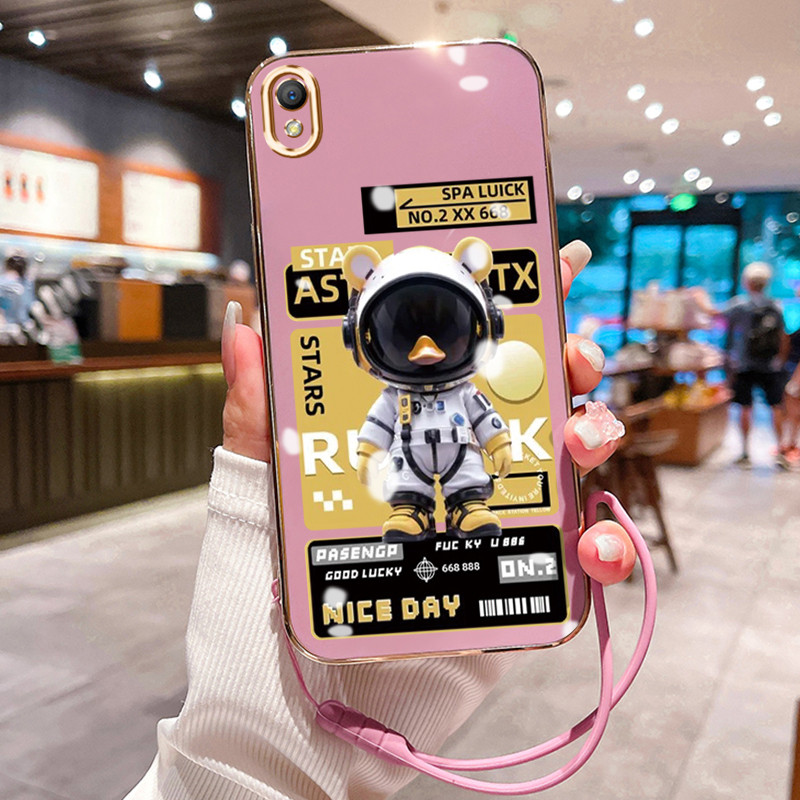 Casing Hp Untuk OPPO A37 A37F Case Casing Cesing astronot pola Kasing HP Kesing tali berlapis Siliko