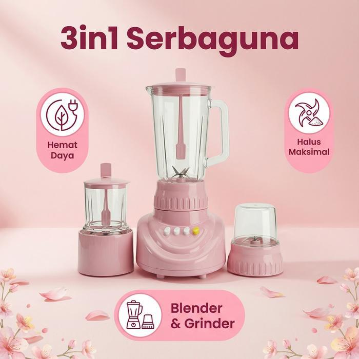 Philips - Dapur Modern Wajib Punya Blender Rinrei Pink 3In1 - Buat Jus, Bubur, Bumbu Semuanya