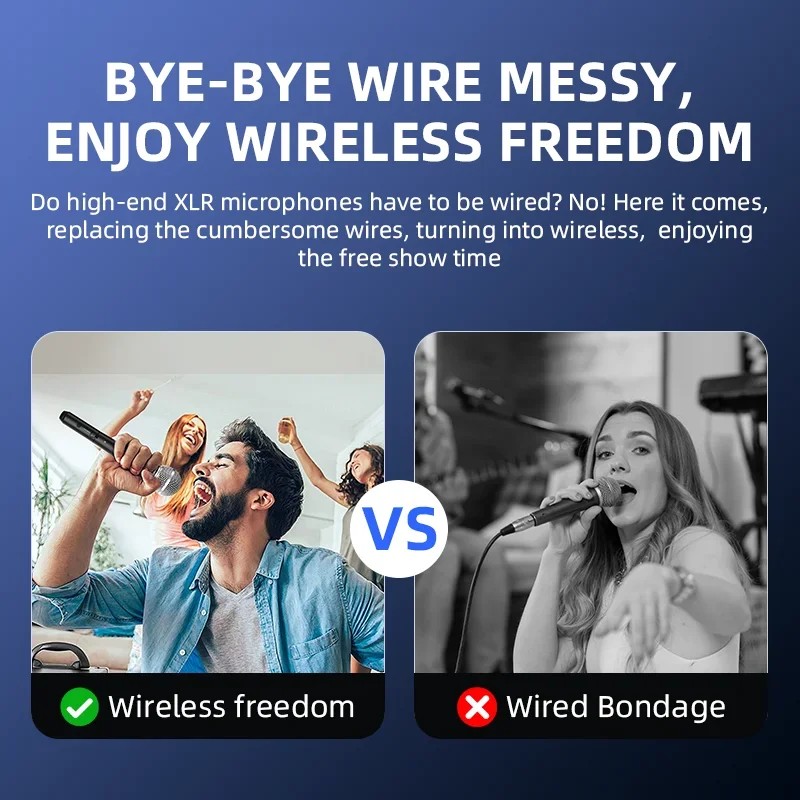 SOUNDCHEKS H-58 2.4GHz Wireless Microphone System XLR Mic Adapter Dynamic Mic Wireless Transmitter