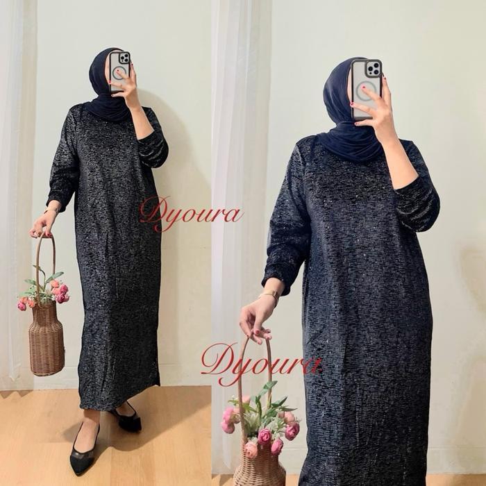 zeni Dress bludru line premium Ori BKK / gamis bludru payet printing