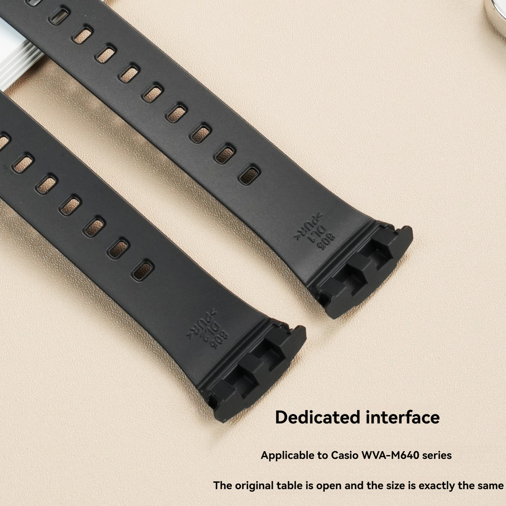 For Casio WAVE CEPTOR WVA-M640/M650/WVQ-M410 Waterproof Resin Silicone Watch Band Strap Black
