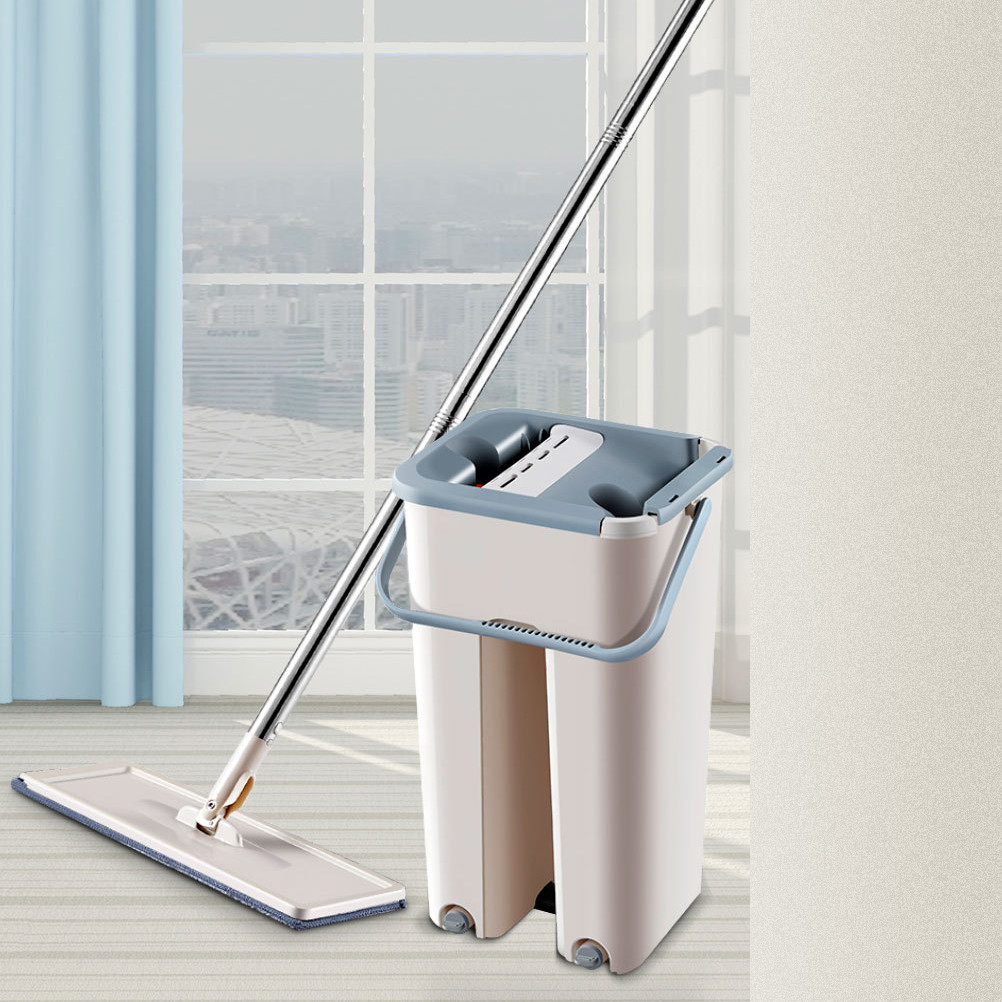 Cleaning Mop Flat Mop Microfibre Flat Mop with Telescopic Rod and Barrel Rotatable Mop for Home