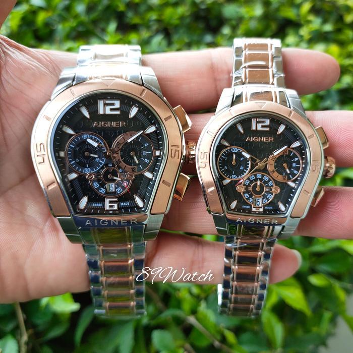Jam Tangan Pria Couple AIGNER Palermo A58500 Stainless Combi Rosegold
