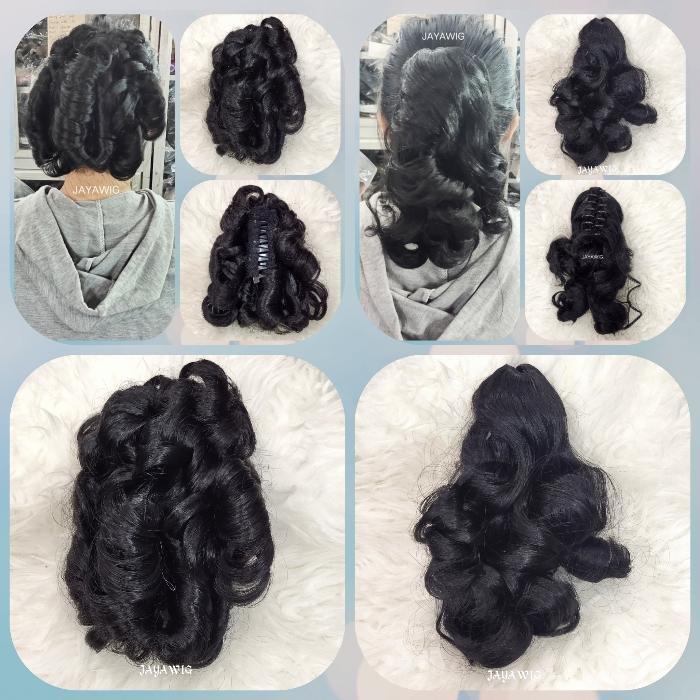 Sanggul Jepit Ekor Kuda Model Curly Sanggul Rambut Instan