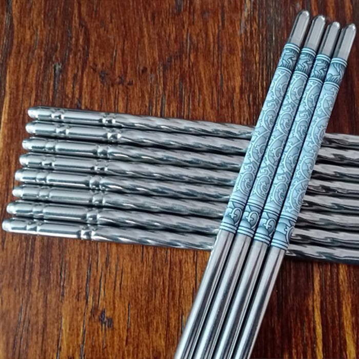 CODSumpit Makan Motif Stainless Korea Bulat Ukuran Sumpit stainless / Sumpit bermotif / sumpit polos