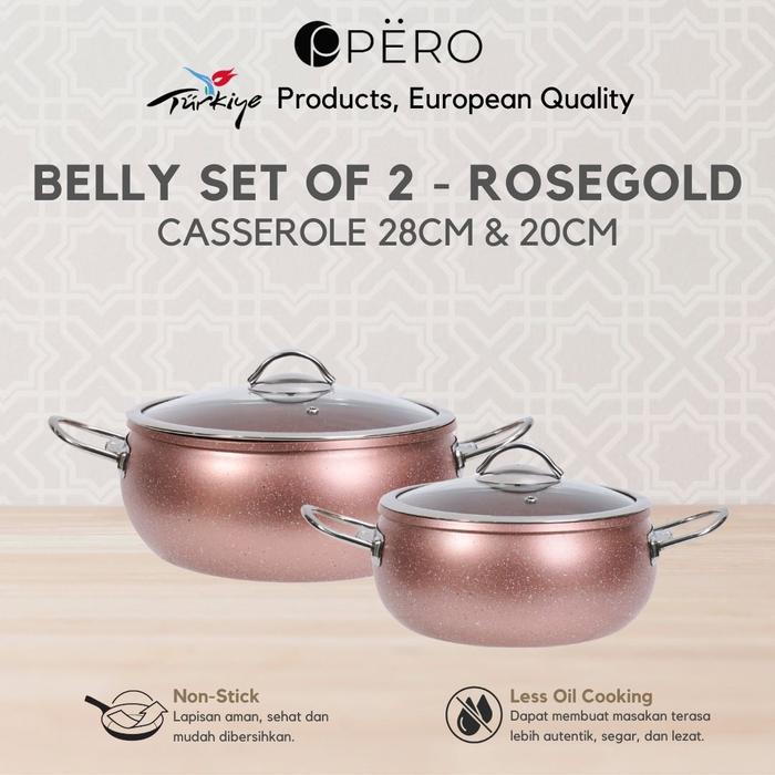 [CELYHOME] Pero Belly Set Of 2 Casserole 28cm + Casserole 20cm / Wajan Panci Anti Lengket