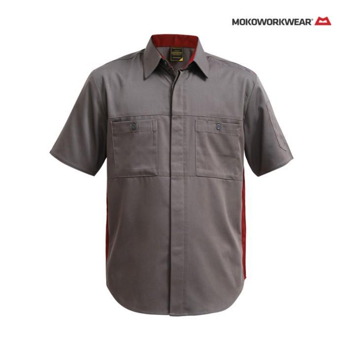 ENGINEER WORKWEAR Mechanic Workshirt Kemeja Bengkel shirt Grey Maroon Airflow Technology