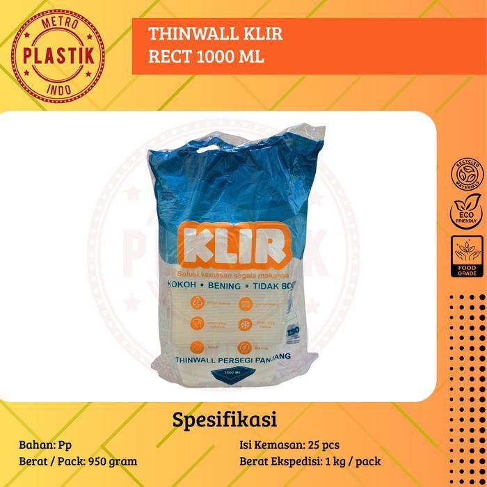 Thinwall Klir 1000ml Rectangle Kotak Makan Plastik 1000 ml KLIR @25